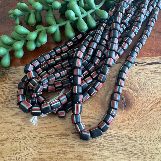 Black & Red Striped Java Gooseberry Beads