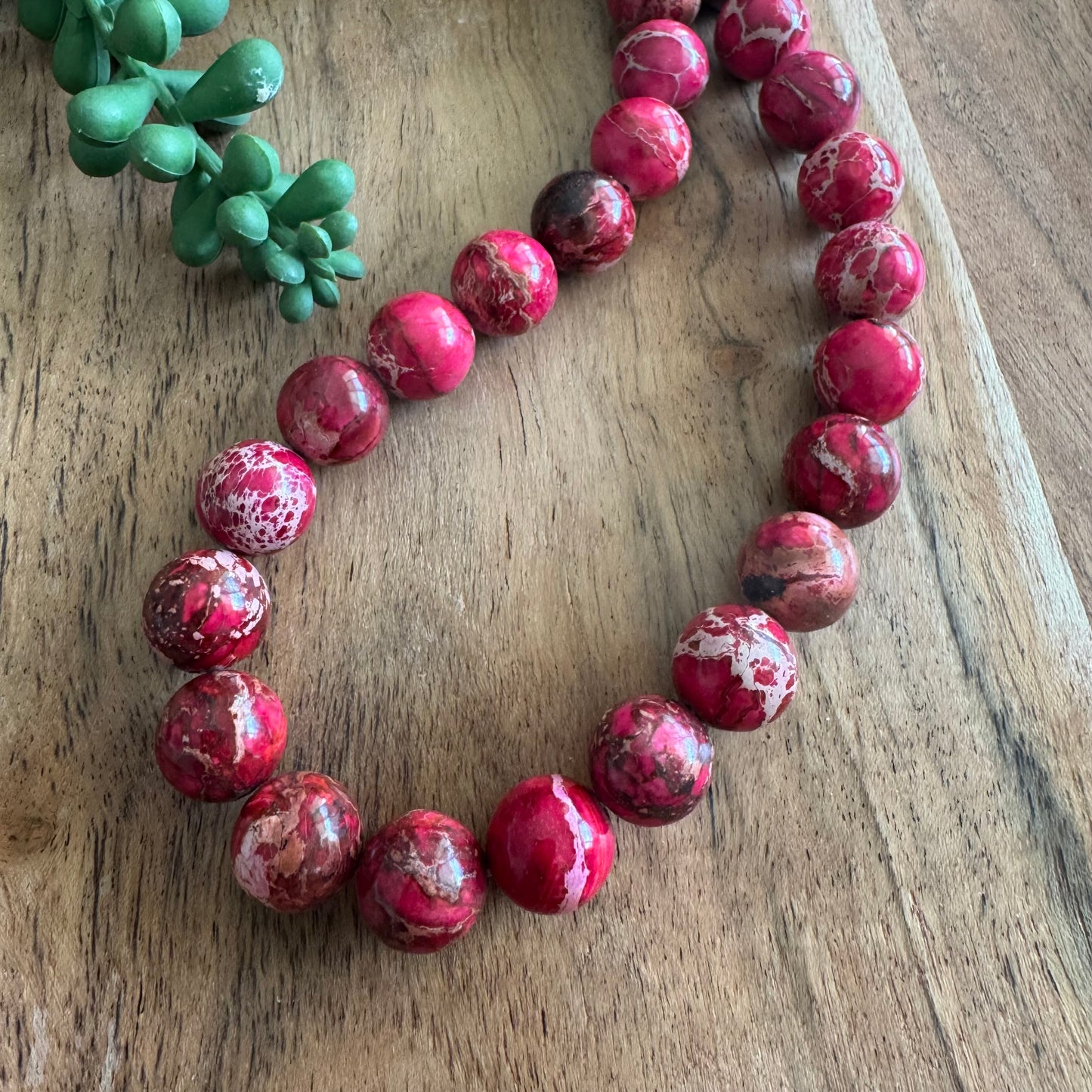 Sea Sediment Jasper Beads – Dark Pink, 12mm, 15-Inch Strand