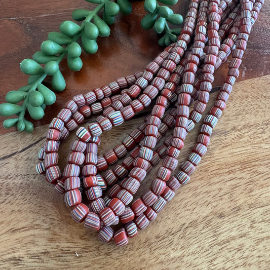Rust Red Striped Java Gooseberry Beads