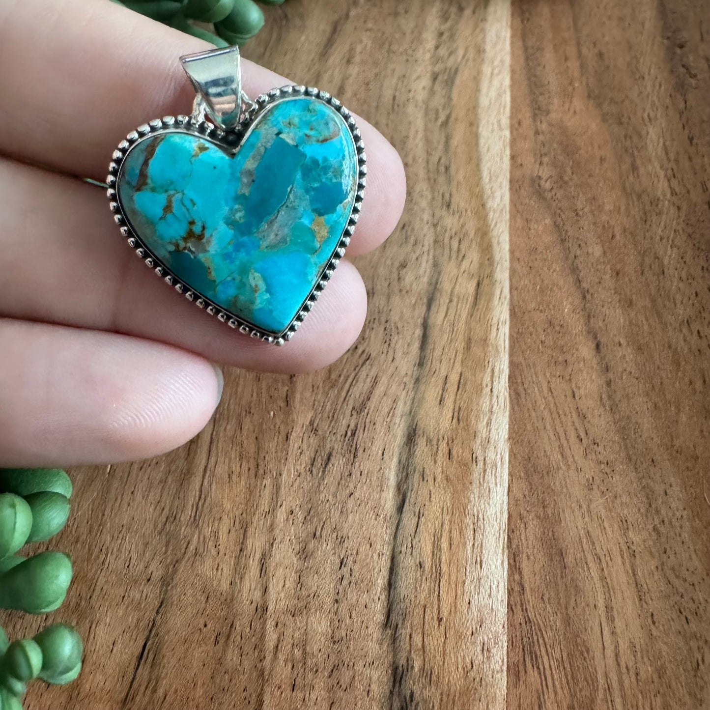 .925 Sterling Silver Heart Pendant –Arizona Turquoise