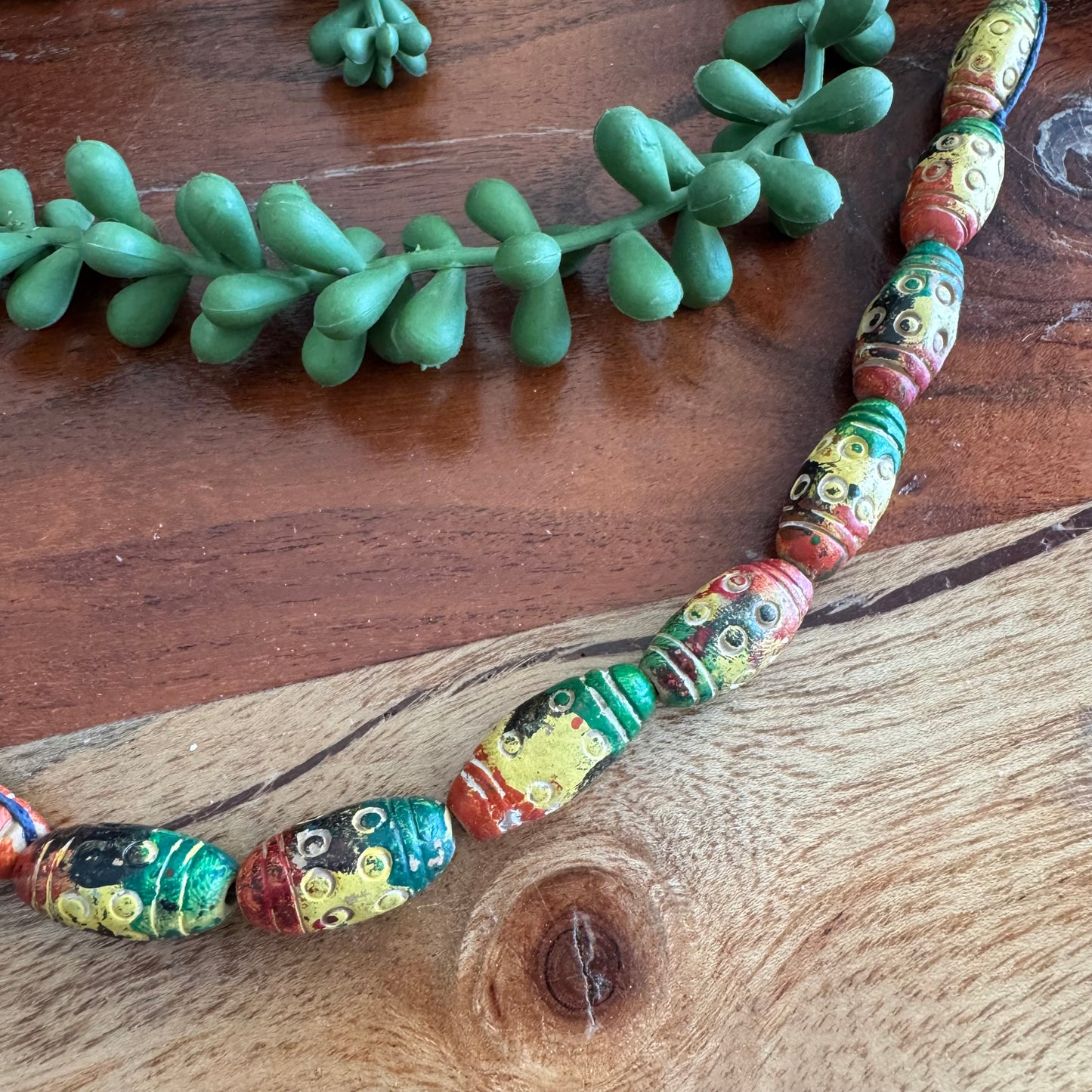 Carved Clay Beads | Colorful, Rustic, Tribal Style