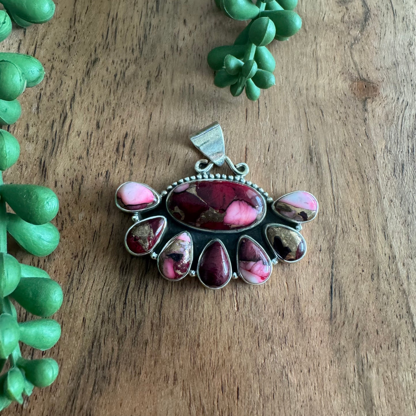 .925 Sterling Silver Pendant – Rose Dahlia with Teardrop Accents