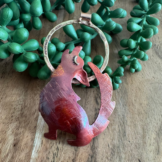 Copper Coyote Pendant with Brass Details by Patricia Healey PH10