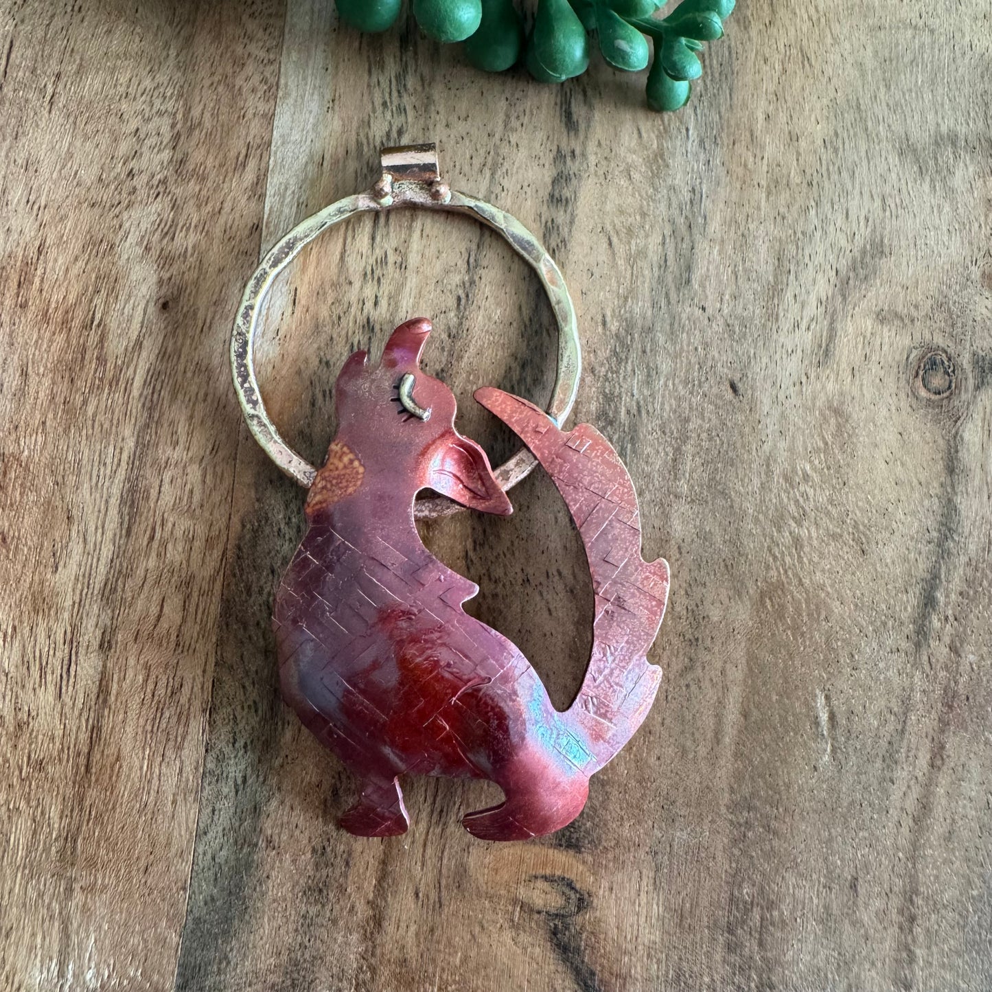 Copper Coyote Pendant with Brass Details by Patricia Healey PH10