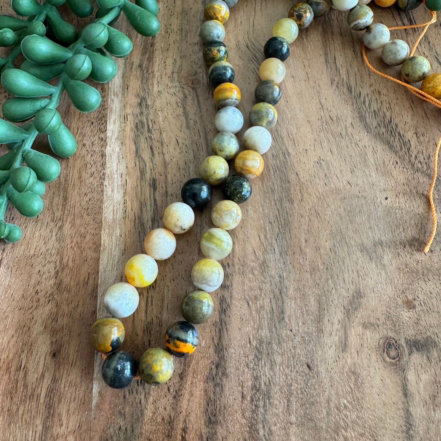 8mm Natural Bumblebee Jasper Round Beads