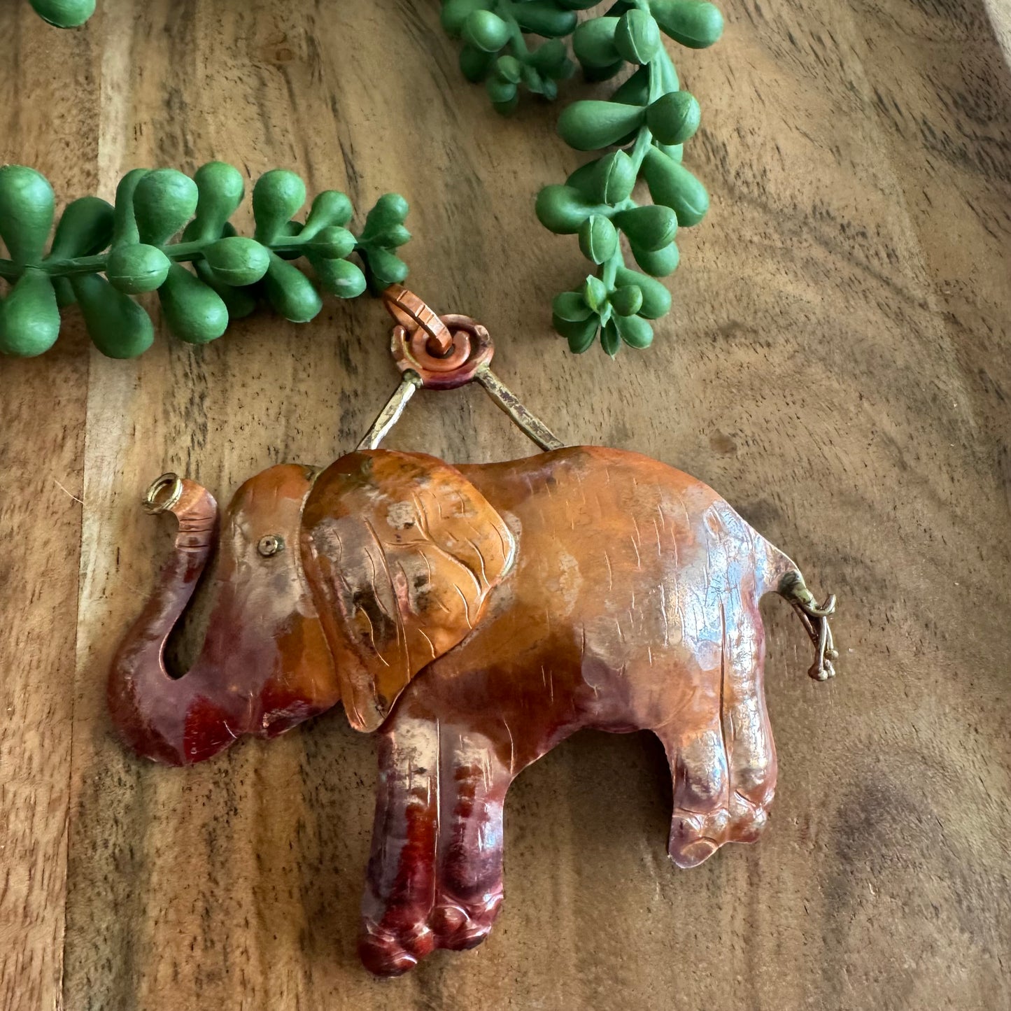Artisan Copper Elephant Pendant by Patricia Healey PH09