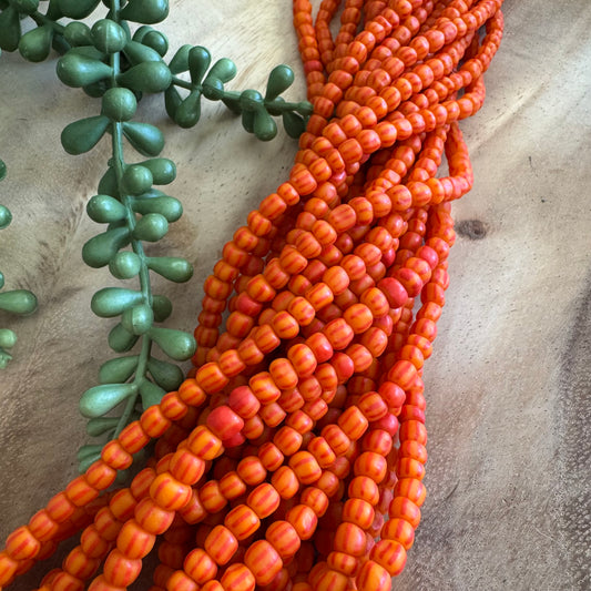 Orange and Red Striped Java Gooseberry Beads JS105
