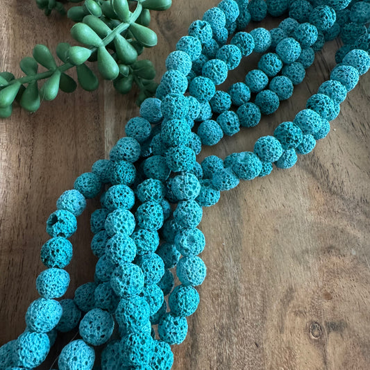 Teal Lava Bead Strand