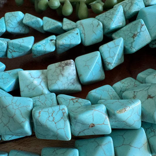 Dyed Turquoise Magnesite Geometric Chunks (Larger)