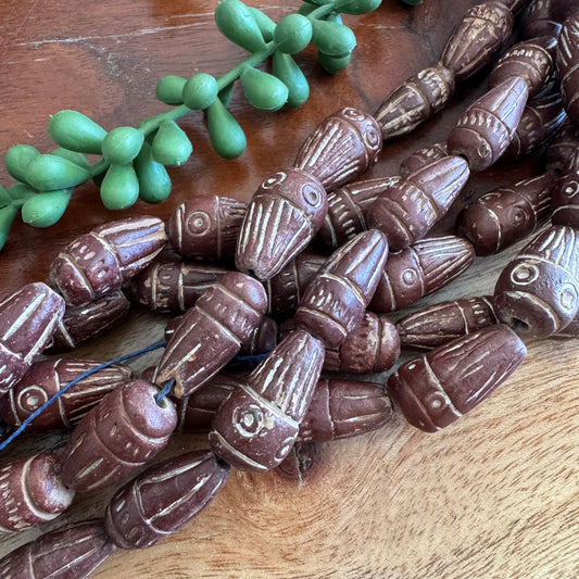 Carved Clay Beads | Colorful, Rustic, Tribal Style