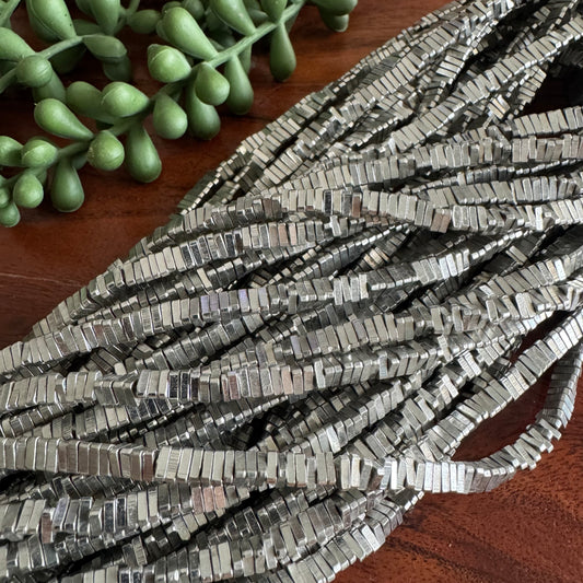 Triangle Silver Plated Brass Bead Spacers 1.4mm x 4.7mm | 24 Inch Strand