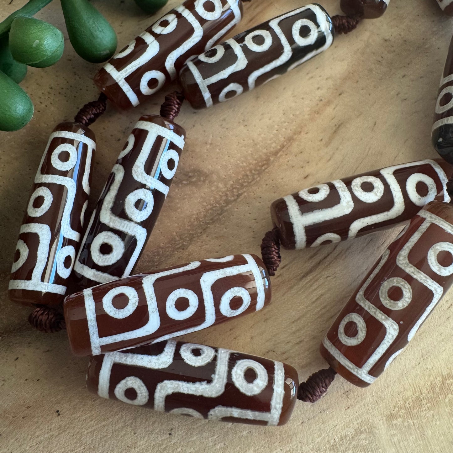 Brown DZI Agate Tube Beads, 29x10 mm DZI01