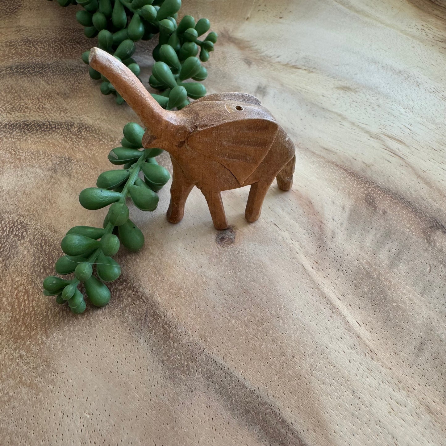 Vintage Wood Carved Elephant Bead – 43x59 mm – Single Piece