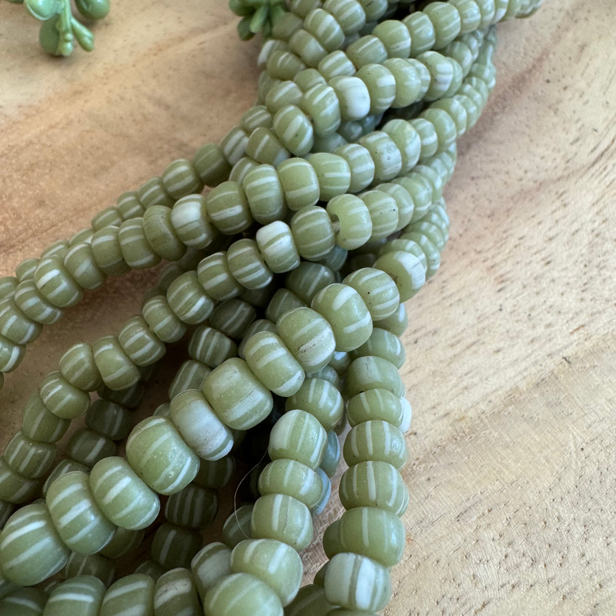 Green Striped Java Gooseberry Beads JS003