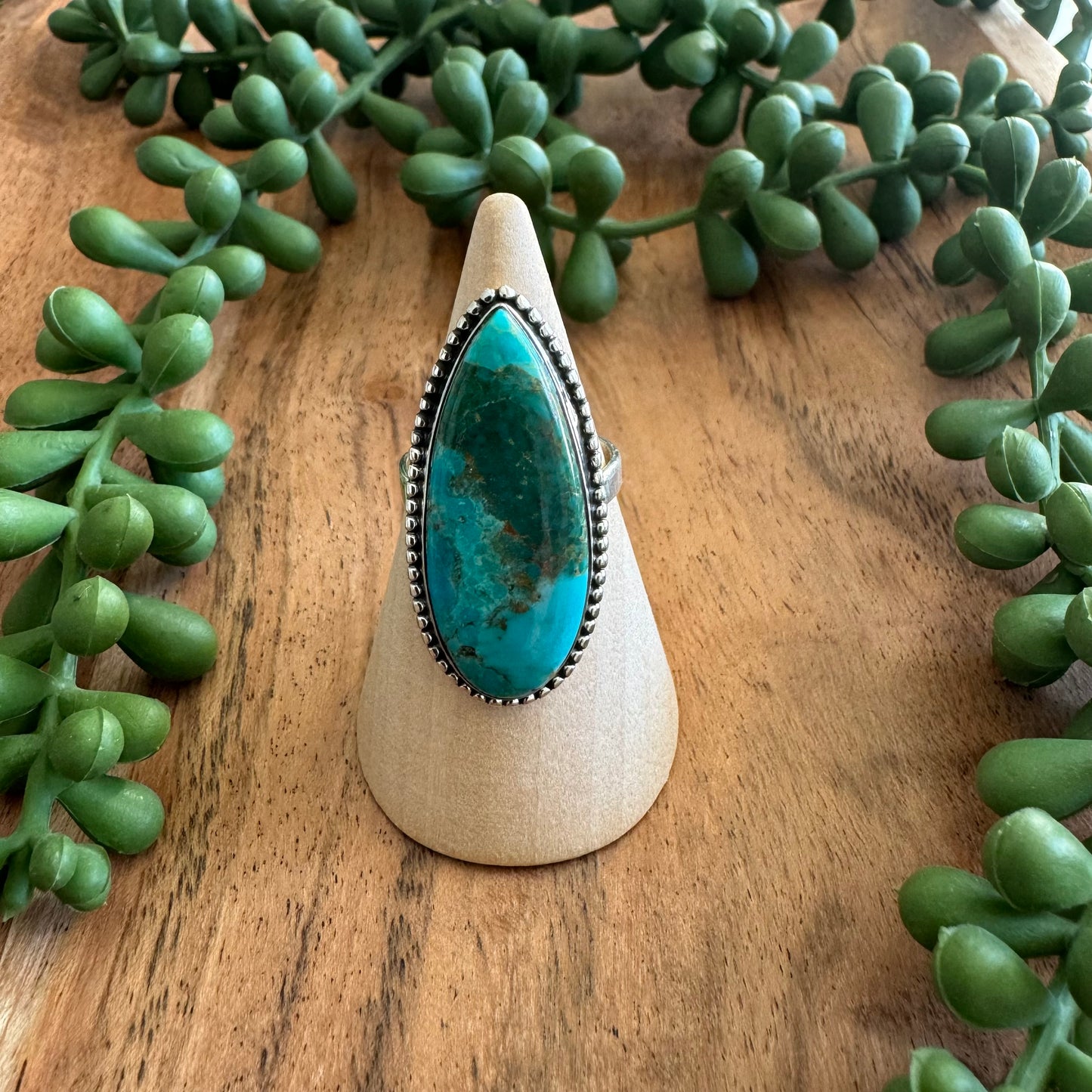 .925 Sterling Silver Arizona Turquoise Ring - Size 7