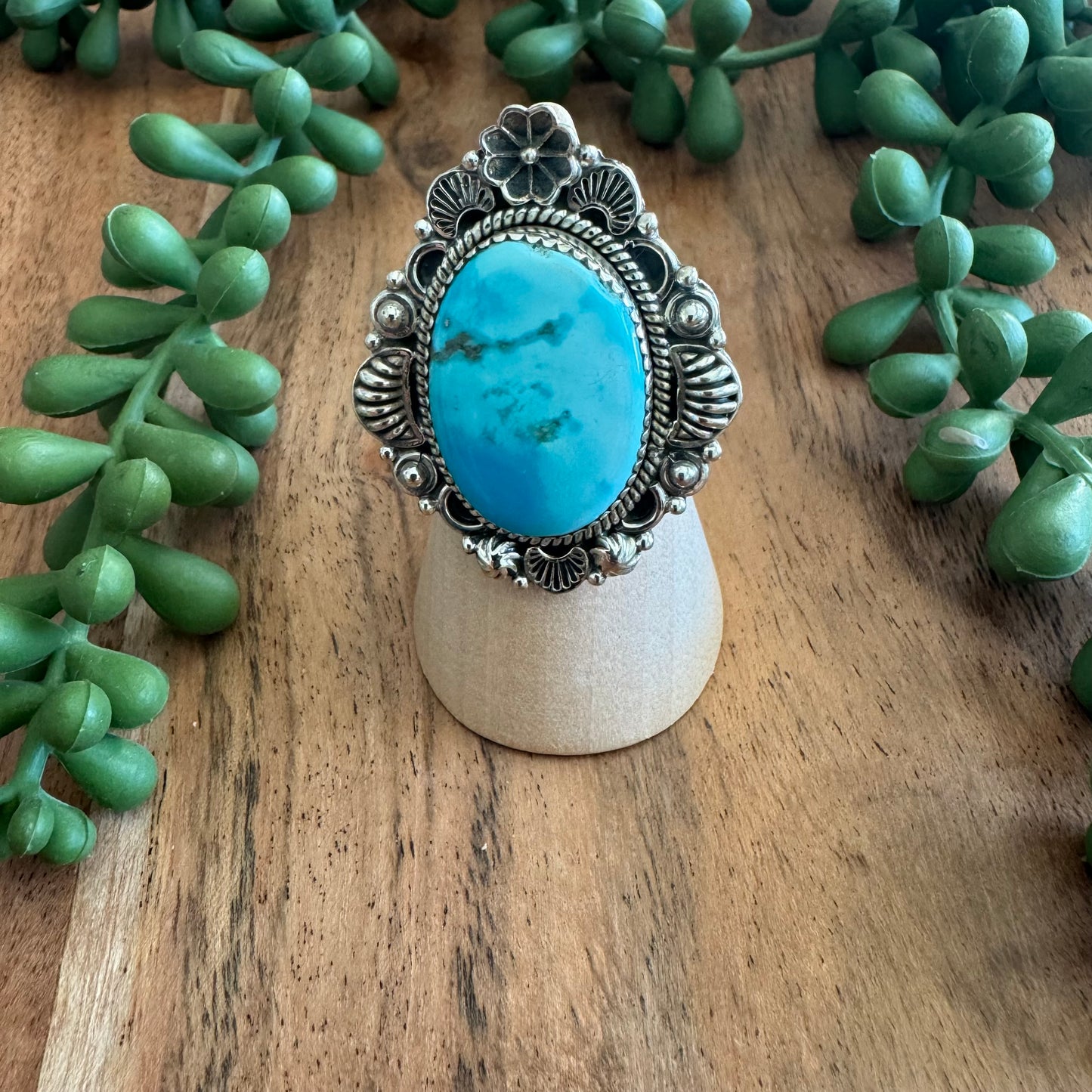 .925 Sterling Silver Mojave Turquoise Ring - Size 7