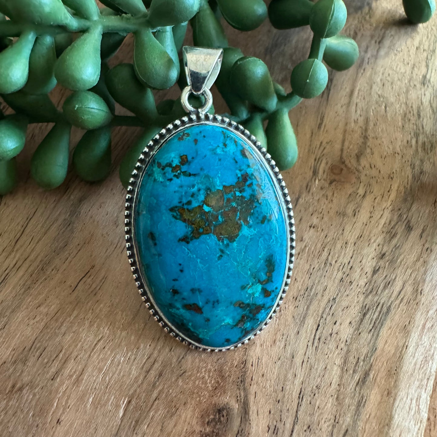 .925 Sterling Silver Oval Pendant – Shattuckite