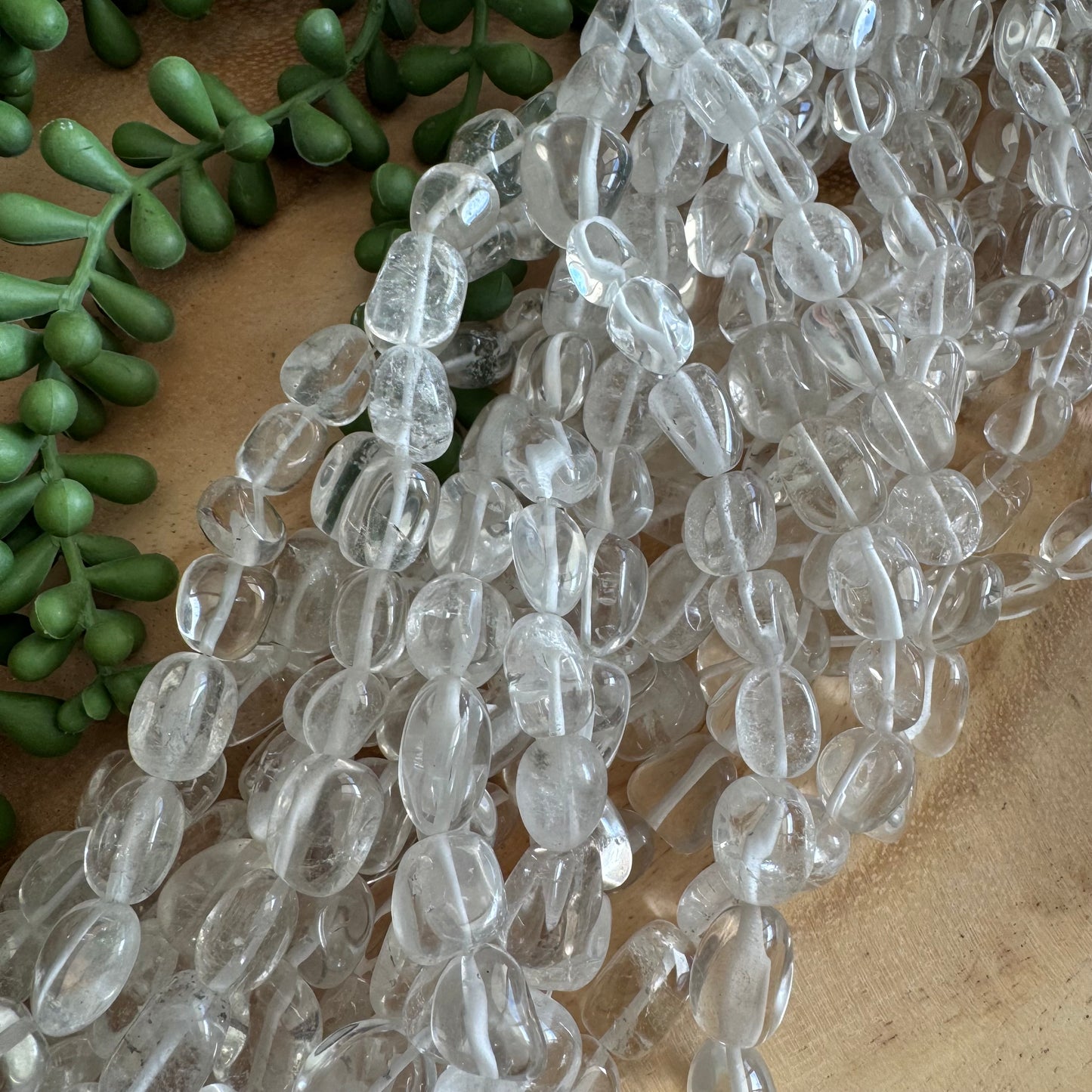 Crystal Quartz Nuggets | B Grade 9–15 mm – 15 Inch Strand QTZ01