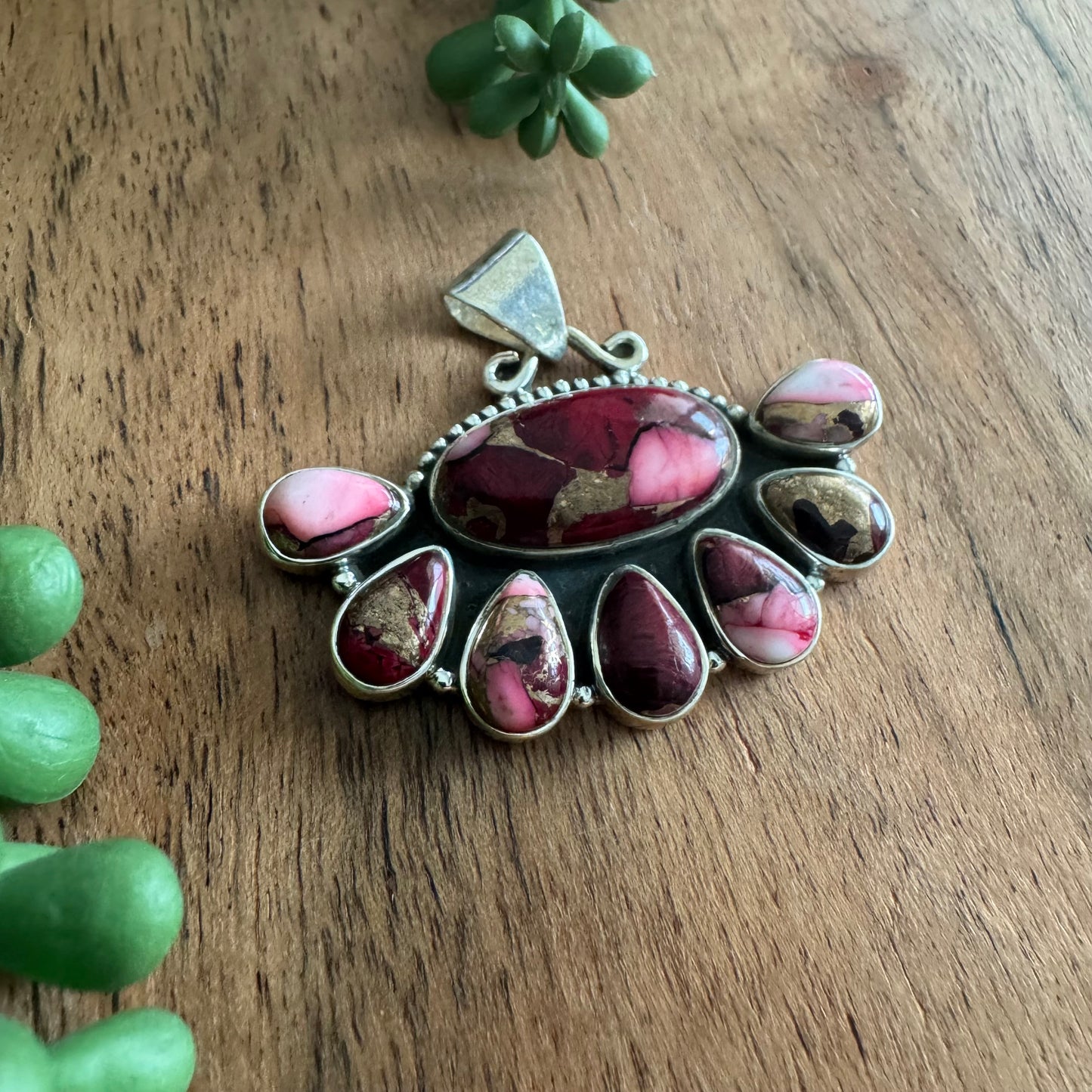 .925 Sterling Silver Pendant – Rose Dahlia with Teardrop Accents