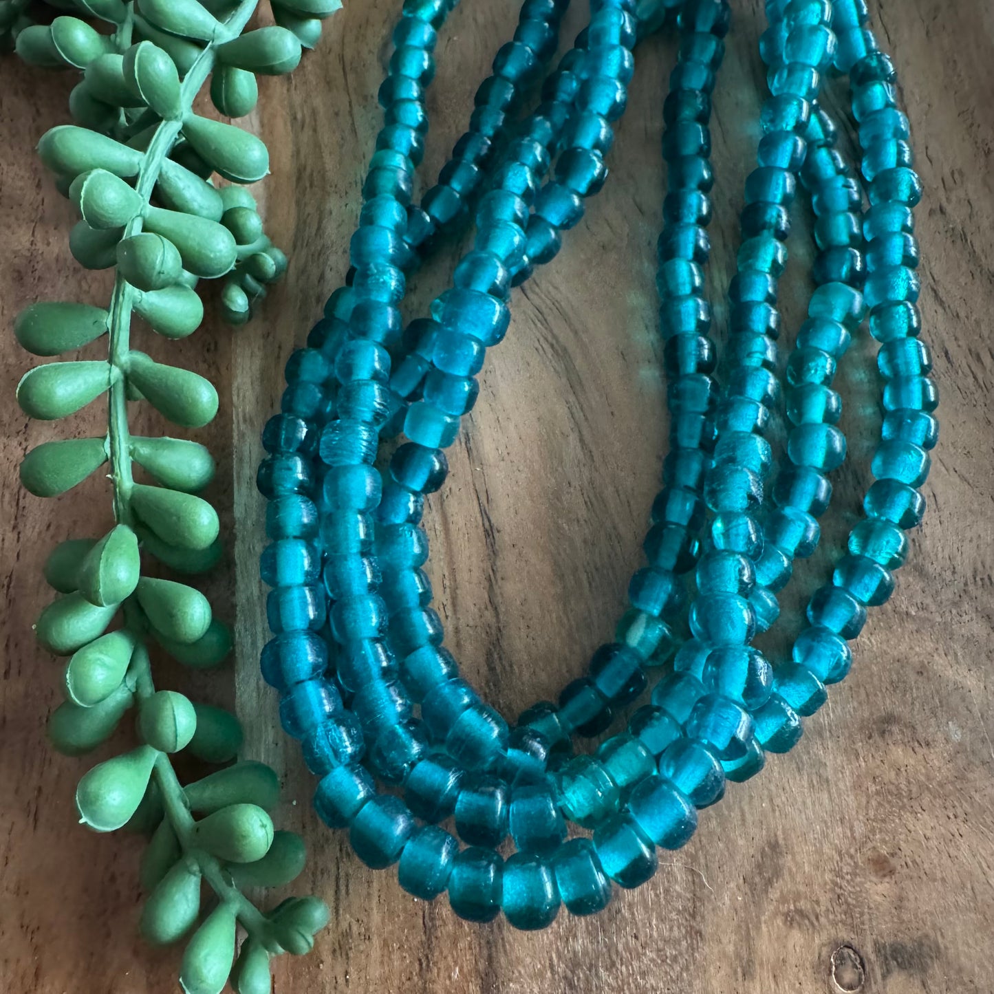 Teal Crow Glass Beads (India)