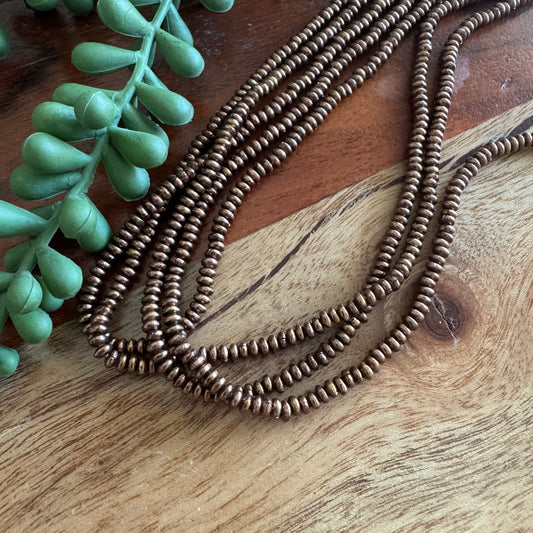 Antique Copper Brass Heishi Spacer Beads 2mm x 3.7mm | 24” Strand