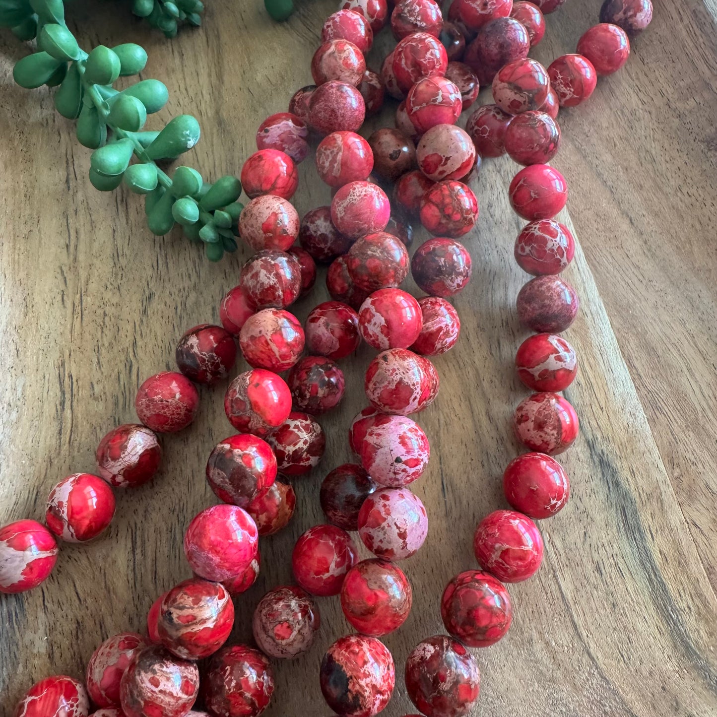 Sea Sediment Jasper Beads – Dark Pink, 12mm, 15-Inch Strand