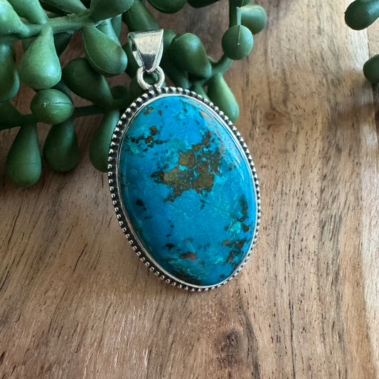 .925 Sterling Silver Oval Pendant – Shattuckite