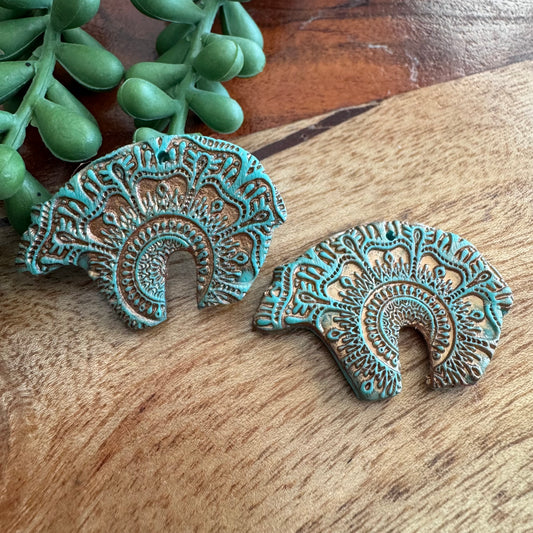 Zuni Bear Mandala Charm Pair