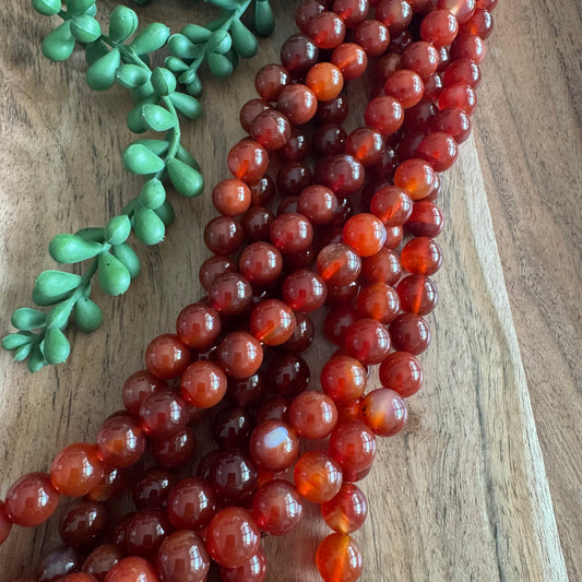 Carnelian Round Bead Strand – 10 mm