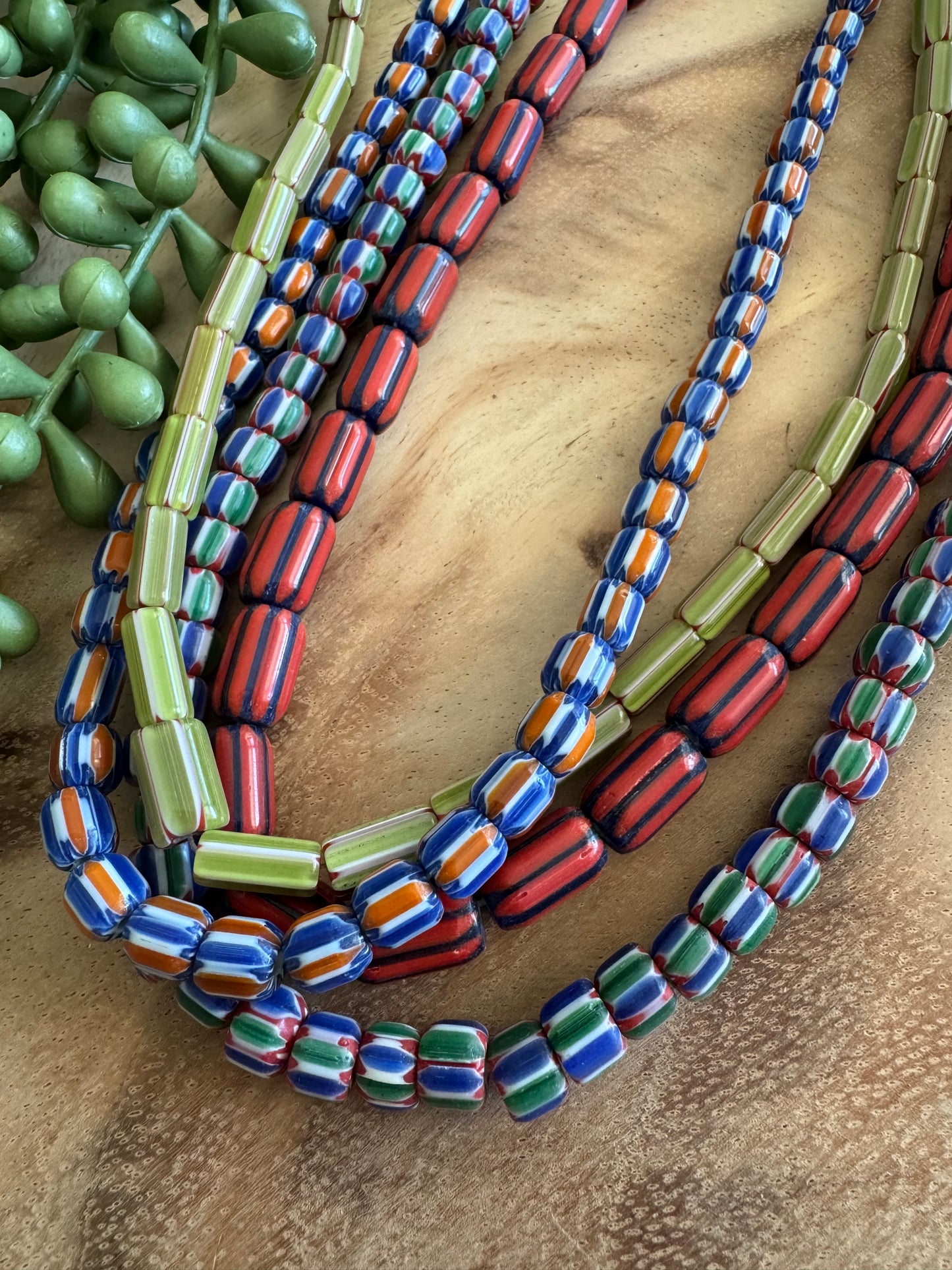 Chevron Glass Bead Lot 4 Strands Lot #6