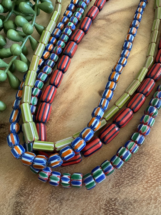 Chevron Glass Bead Lot 4 Strands Lot #6