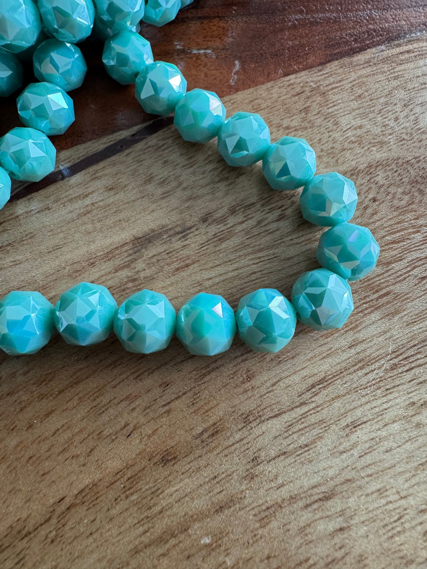 10mm Aqua Chinese Crystal Glass – Faceted & Iridescent