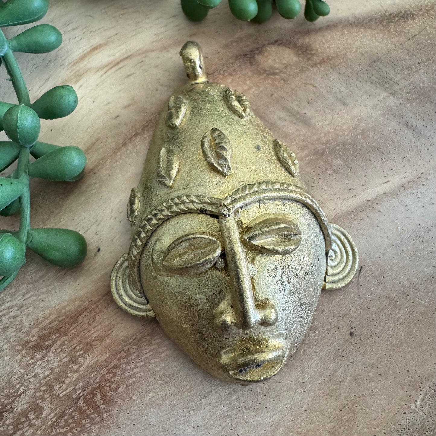 African Brass Mask Pendant 49x76mm AFB04