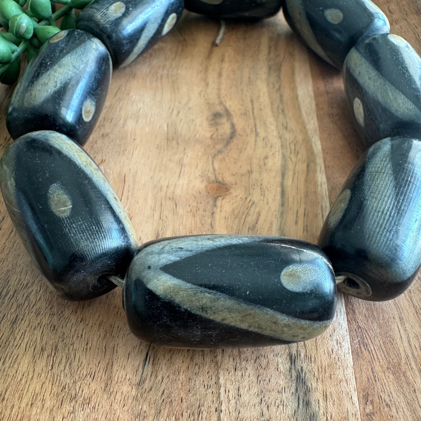 Batik Horn Focal Beads – Set of 8, 23x41mm