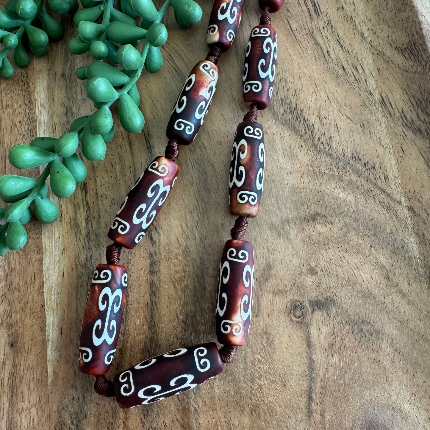 DZI Agate Tube Beads, 29x10 mm