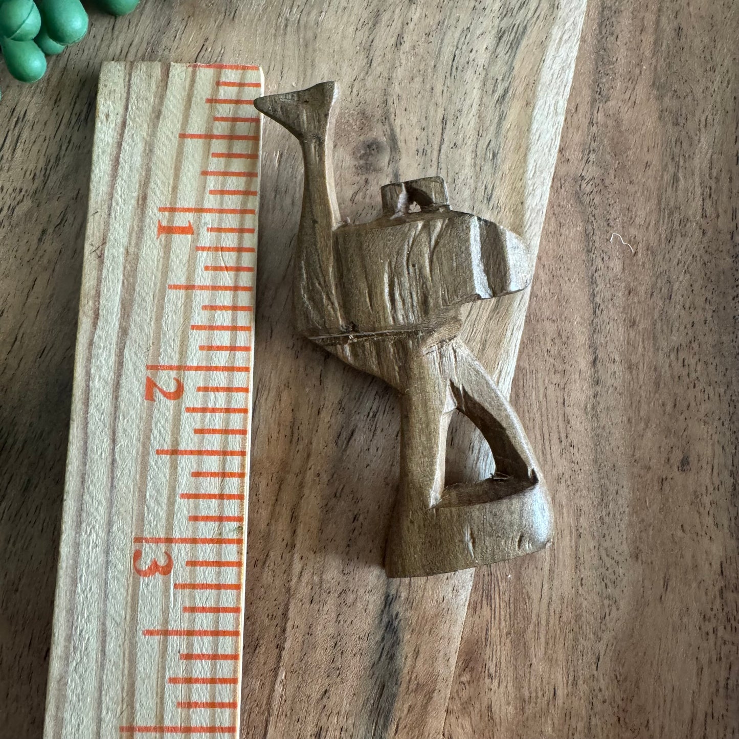 Vintage Carved African Ostrich Pendant -Wood