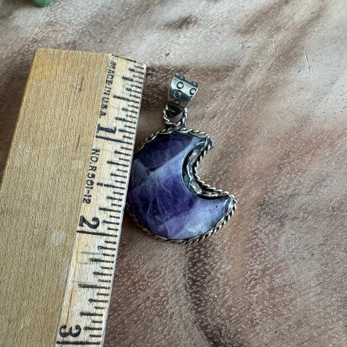 Amethyst Moon Pendant with Silver-Tone Detailing SWP41