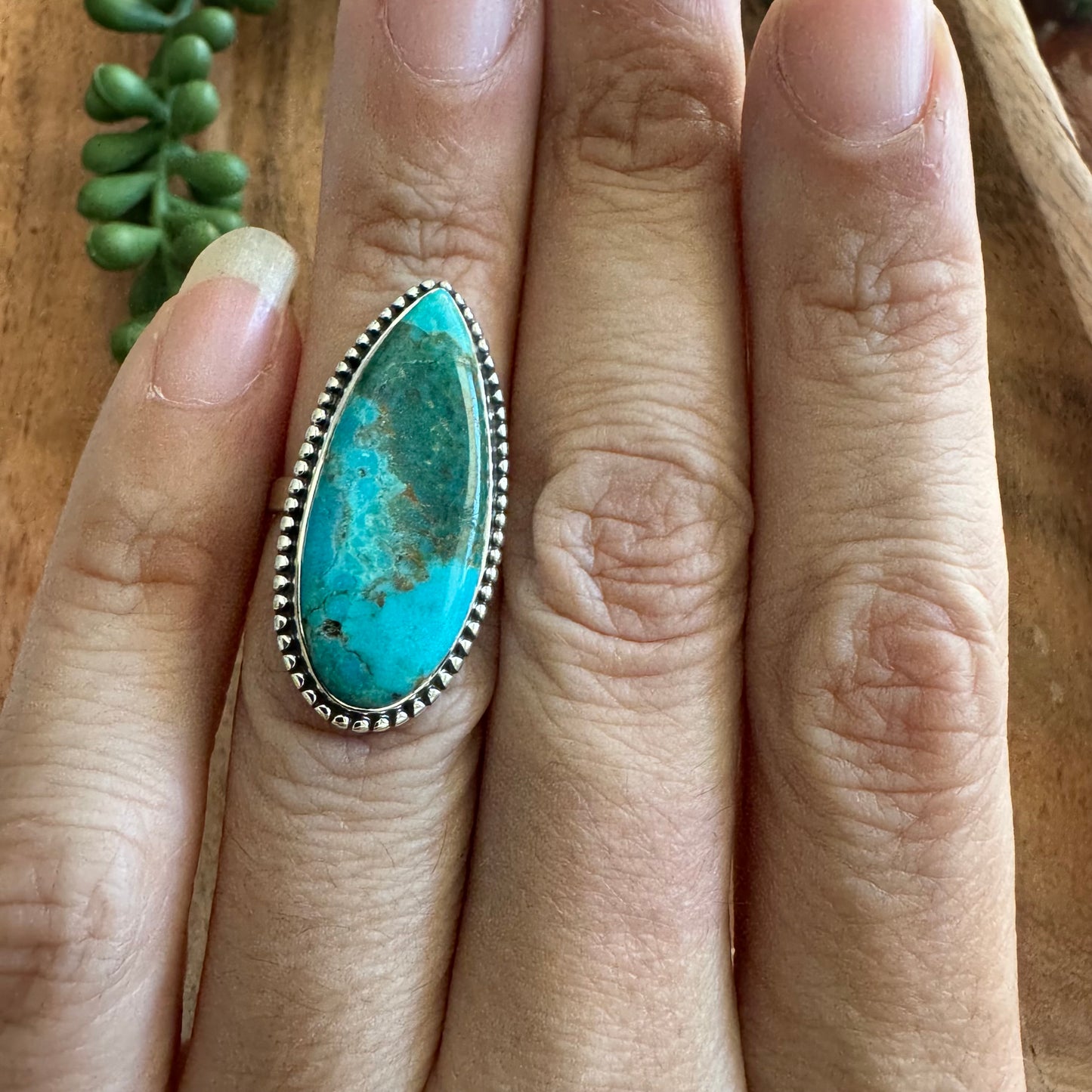 .925 Sterling Silver Arizona Turquoise Ring - Size 7
