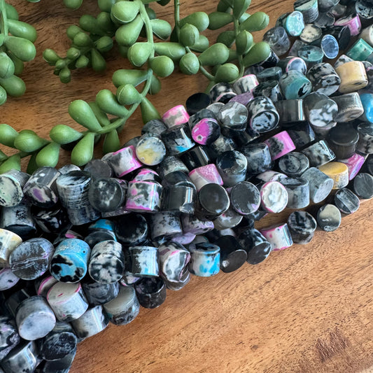 Black and Multicolor Agate Bead Strand