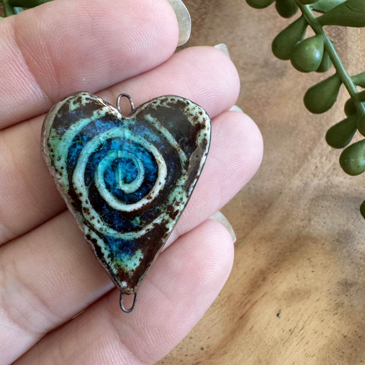 Artisan Ceramic Heart Connector Pendant by Molly Perry MP17