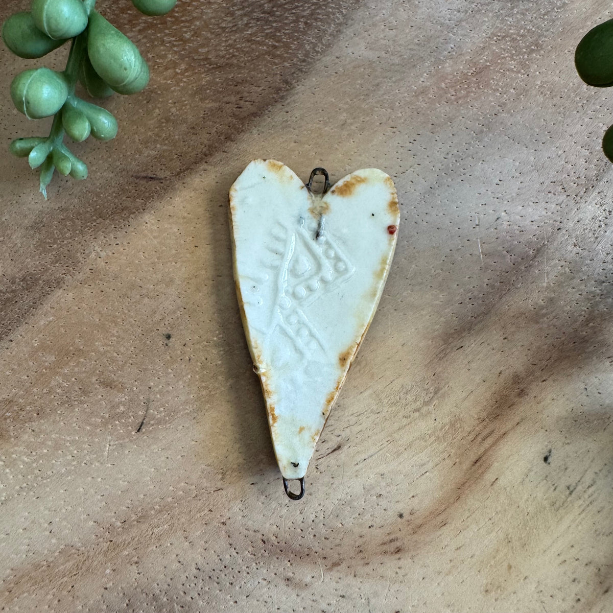 Artisan Ceramic Heart Connector Pendant by Molly Perry MP13