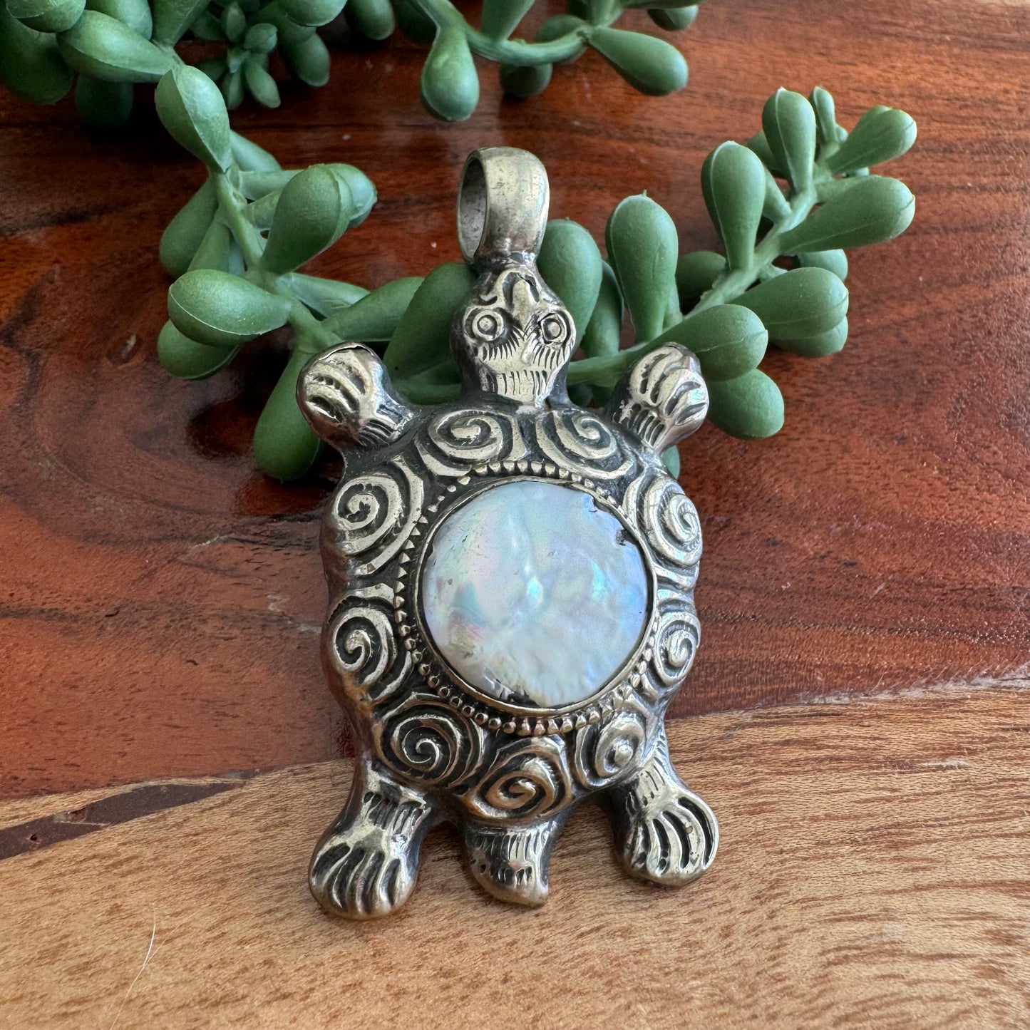 Turtle and Freshwater Pearl Pendant