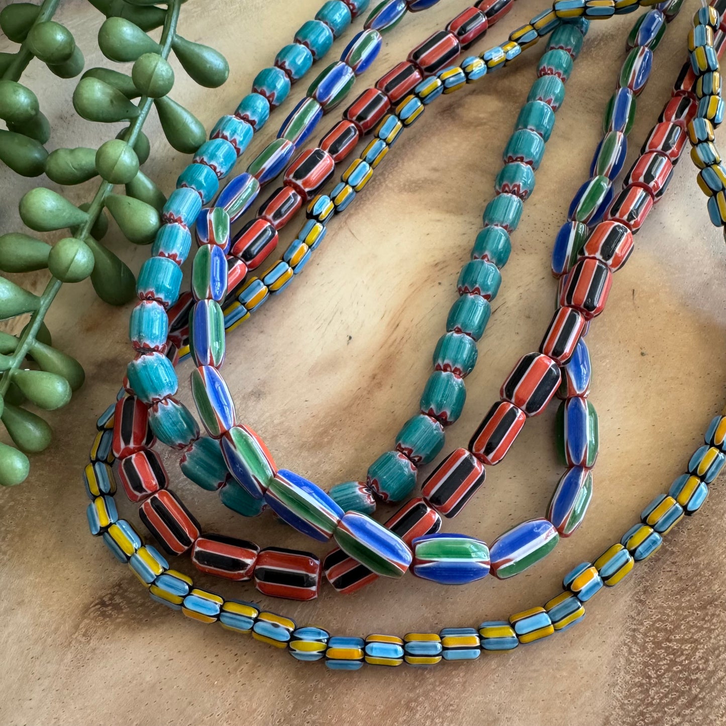 Chevron Glass Bead Lot 4 Strands Lot #1