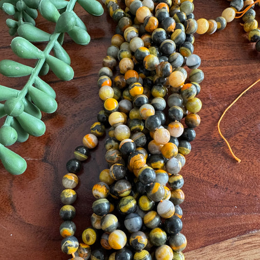6mm AAA Natural Bumblebee Jasper Round Beads