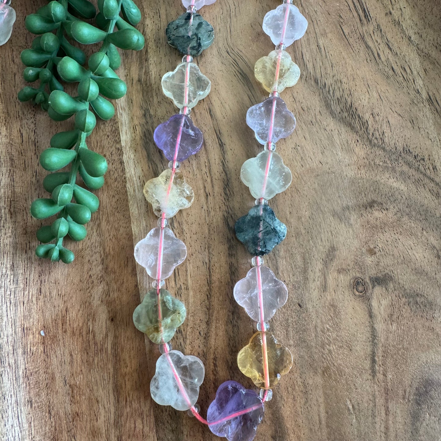 Mixed Gemstone Quatrefoil Bead Strand 18mm