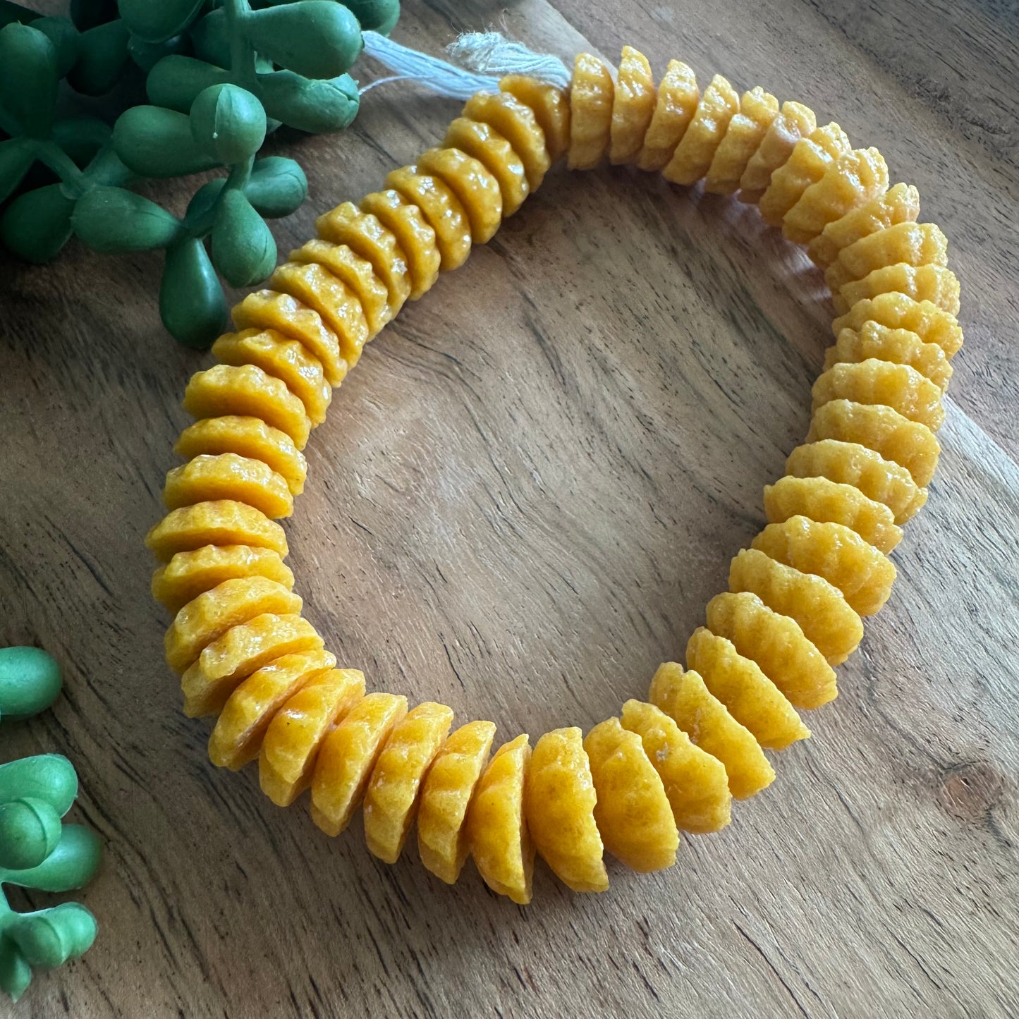 Yellow African Glass Beads – 4x14 mm – 9 Inch Strand