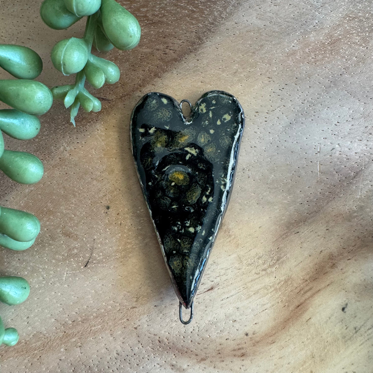 Artisan Ceramic Heart Connector Pendant by Molly Perry MP16