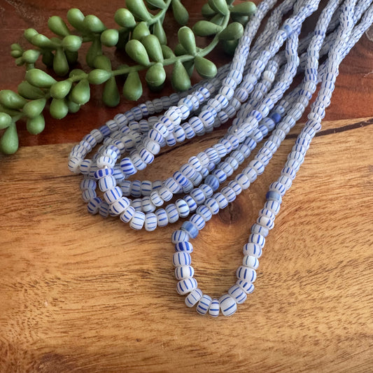 Transparent Blue Striped Java Gooseberry Beads