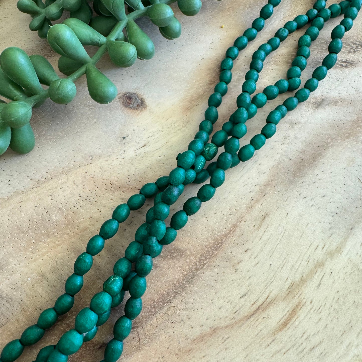Dyed Small Bone Round Beads Emerald Green Color– 4–5x6 mm – 15–16 Inch Strand BN22