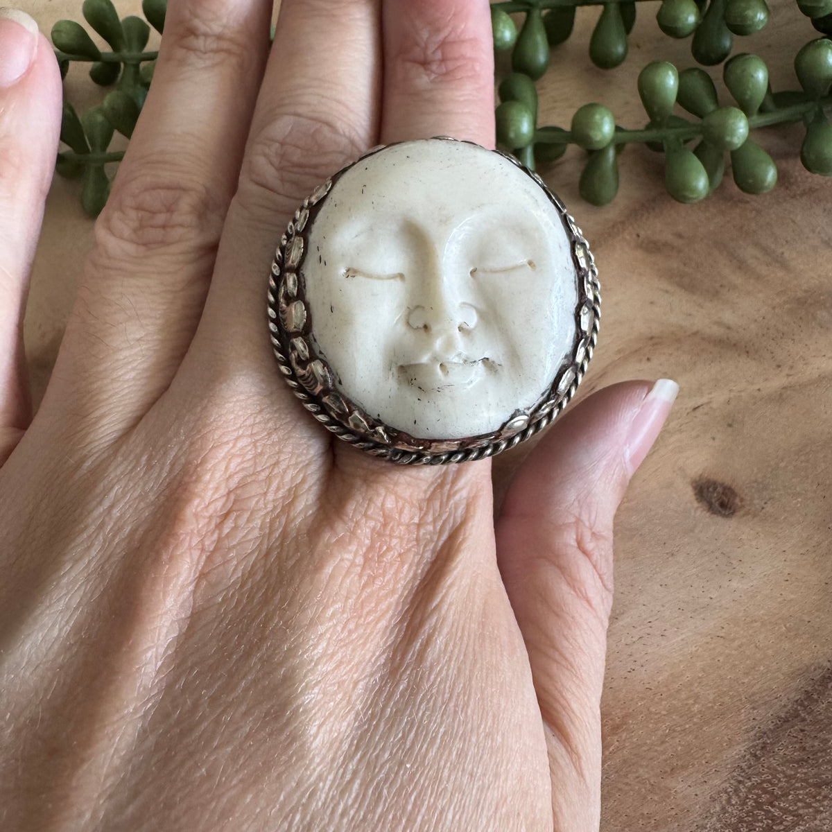 Bone Face Statement Ring – Adjustable SWP17